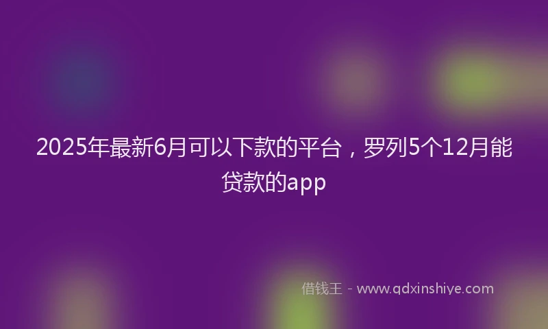 2025年最新6月可以下款的平台，罗列5个12月能贷款的app