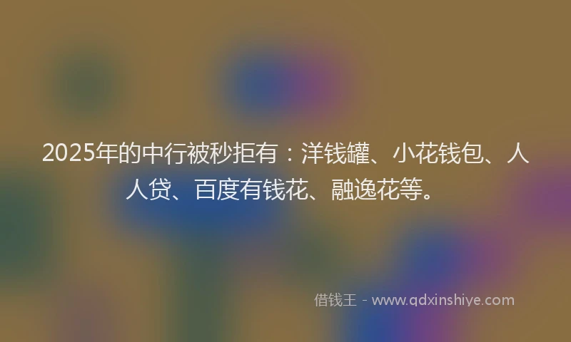 2025年的中行被秒拒有：洋钱罐、小花钱包、人人贷、百度有钱花、融逸花等。