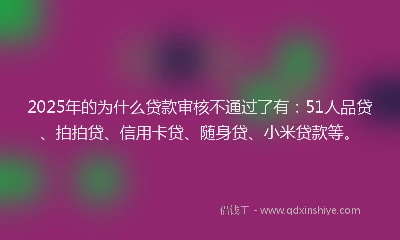 2025年的为什么贷款审核不通过了有：51人品贷、拍拍贷、信用卡贷、随身贷、小米贷款等。