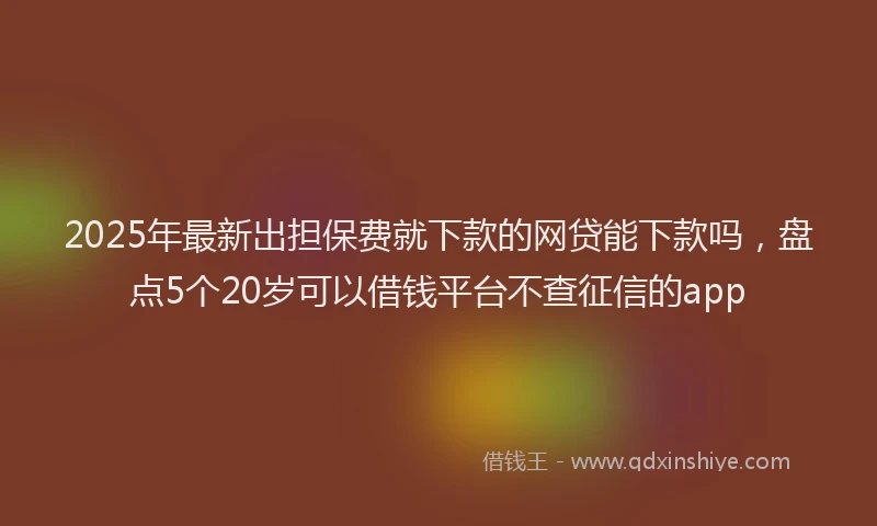 2025年最新出担保费就下款的网贷能下款吗，盘点5个20岁可以借钱平台不查征信的app