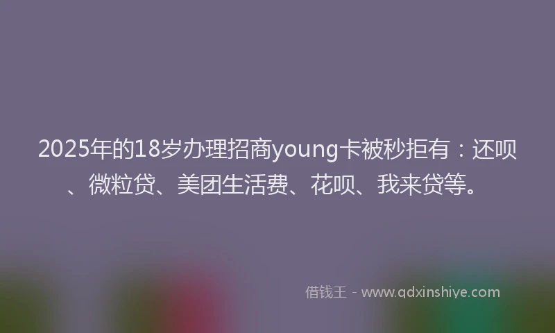 2025年的18岁办理招商young卡被秒拒有：还呗、微粒贷、美团生活费、花呗、我来贷等。