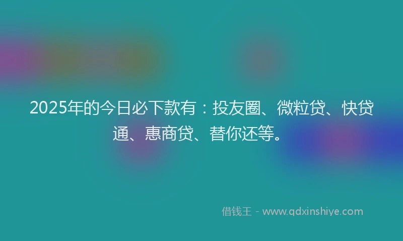 2025年的今日必下款有：投友圈、微粒贷、快贷通、惠商贷、替你还等。