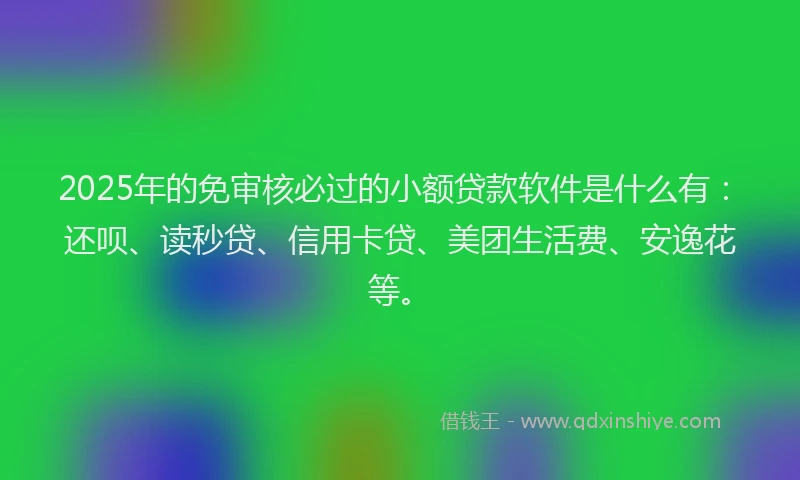 2025年的免审核必过的小额贷款软件是什么有：还呗、读秒贷、信用卡贷、美团生活费、安逸花等。