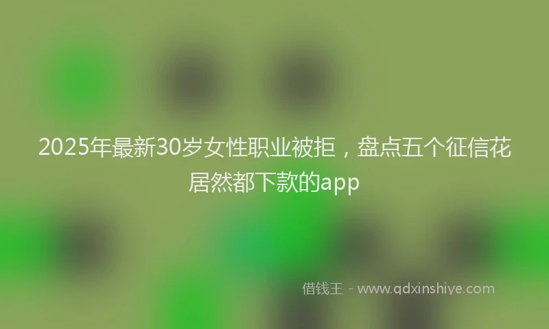 2025年最新30岁女性职业被拒，盘点五个征信花居然都下款的app