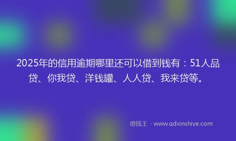 2025年的信用逾期哪里还可以借到钱有：51人品贷、你我贷、洋钱罐、人人贷、我来贷等。