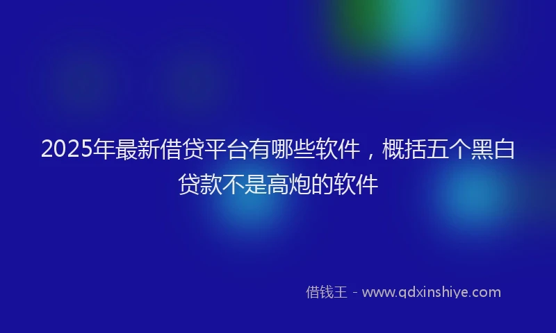 2025年最新借贷平台有哪些软件，概括五个黑白贷款不是高炮的软件