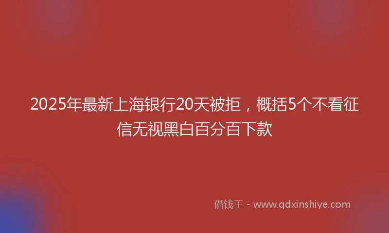2025年最新上海银行20天被拒，概括5个不看征信无视黑白百分百下款