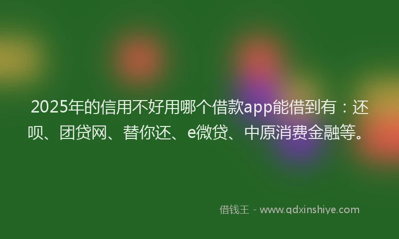 2025年的信用不好用哪个借款app能借到有：还呗、团贷网、替你还、e微贷、中原消费金融等。