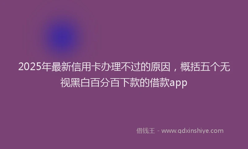 2025年最新信用卡办理不过的原因，概括五个无视黑白百分百下款的借款app