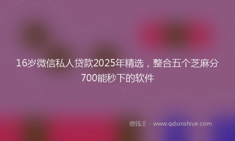 16岁微信私人贷款2025年精选，整合五个芝麻分700能秒下的软件