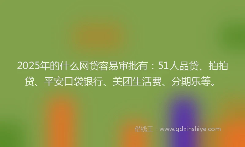 2025年的什么网贷容易审批有：51人品贷、拍拍贷、平安口袋银行、美团生活费、分期乐等。