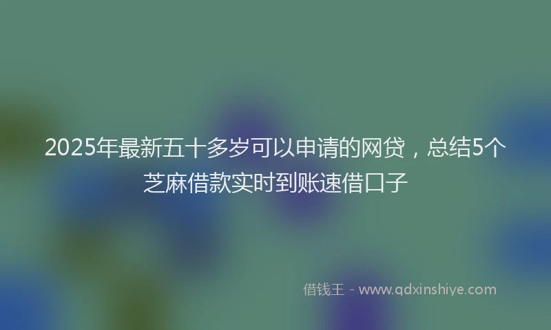2025年最新五十多岁可以申请的网贷，总结5个芝麻借款实时到账速借口子