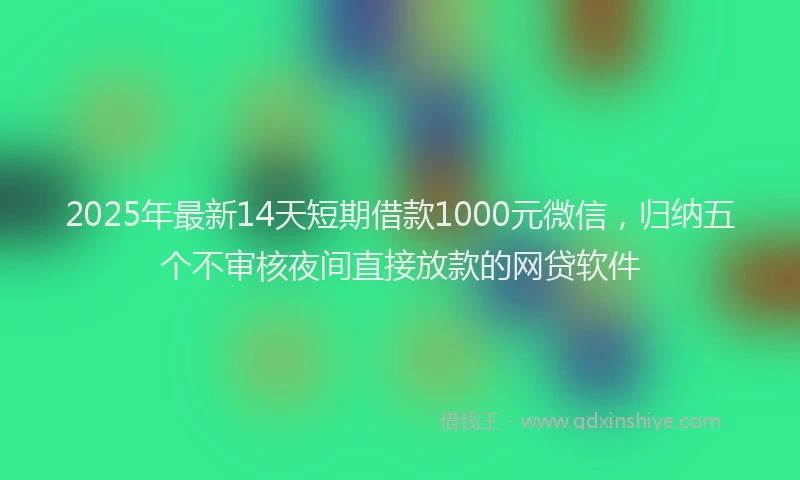 2025年最新14天短期借款1000元微信，归纳五个不审核夜间直接放款的网贷软件