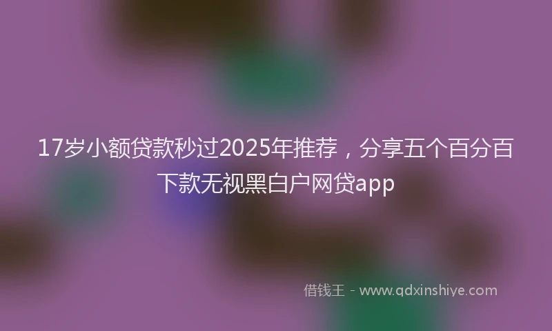 17岁小额贷款秒过2025年推荐，分享五个百分百下款无视黑白户网贷app