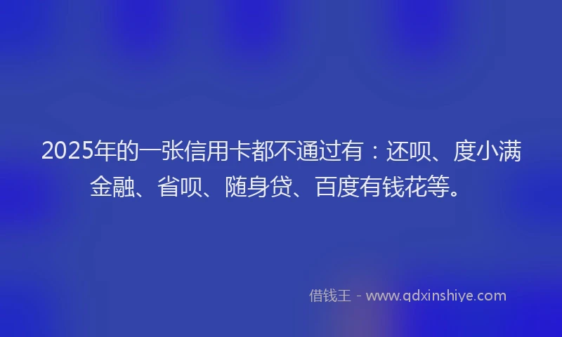 2025年的一张信用卡都不通过有：还呗、度小满金融、省呗、随身贷、百度有钱花等。