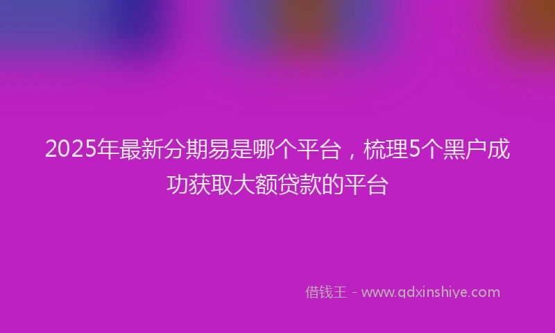 2025年最新分期易是哪个平台，梳理5个黑户成功获取大额贷款的平台