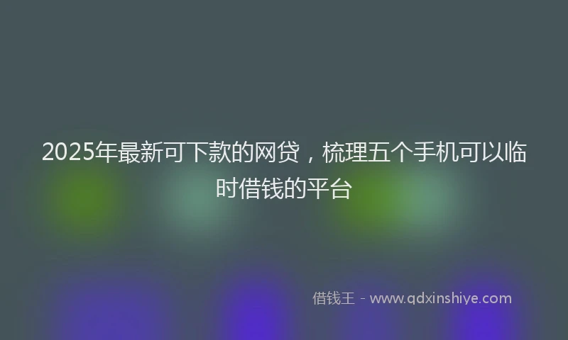 2025年最新可下款的网贷，梳理五个手机可以临时借钱的平台