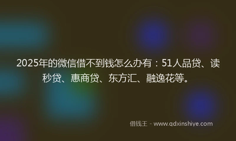 2025年的微信借不到钱怎么办有：51人品贷、读秒贷、惠商贷、东方汇、融逸花等。