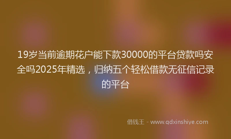 19岁当前逾期花户能下款30000的平台贷款吗安全吗2025年精选，归纳五个轻松借款无征信记录的平台