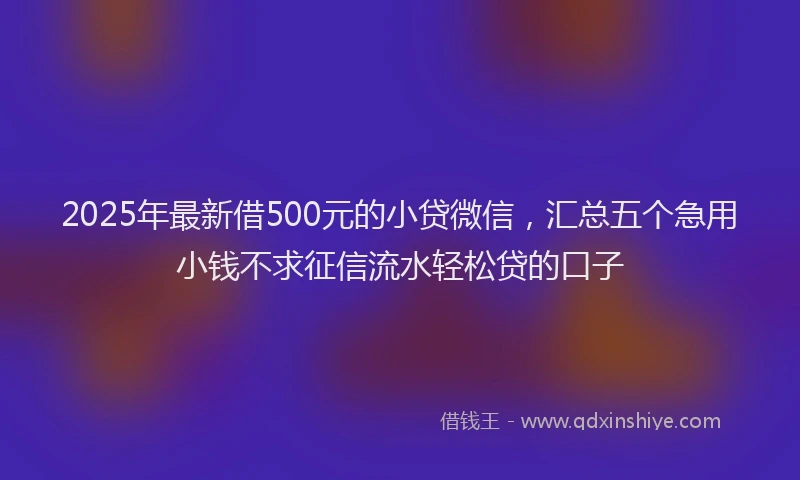 2025年最新借500元的小贷微信，汇总五个急用小钱不求征信流水轻松贷的口子