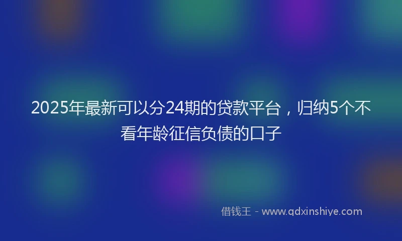 2025年最新可以分24期的贷款平台，归纳5个不看年龄征信负债的口子