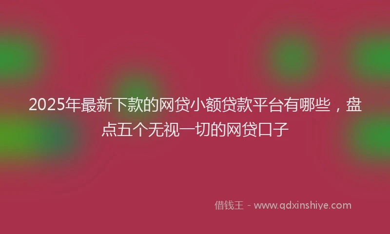 2025年最新下款的网贷小额贷款平台有哪些，盘点五个无视一切的网贷口子