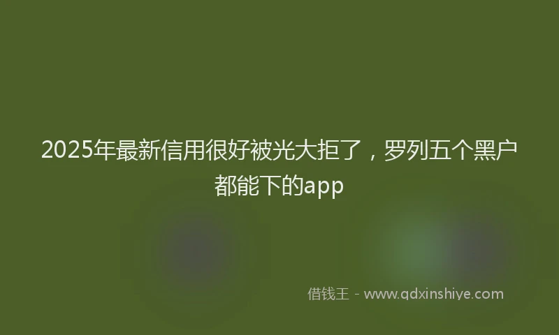 2025年最新信用很好被光大拒了，罗列五个黑户都能下的app