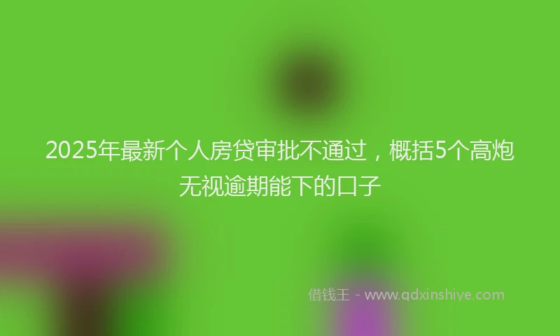 2025年最新个人房贷审批不通过，概括5个高炮无视逾期能下的口子