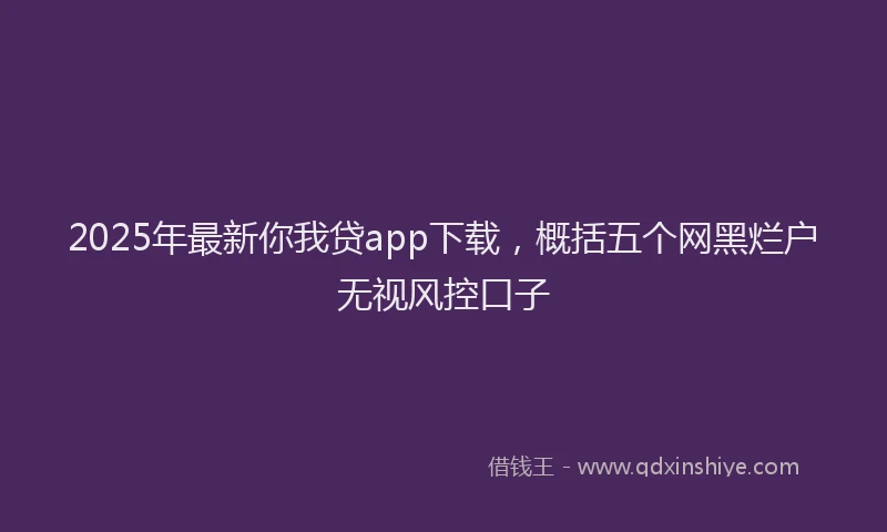 2025年最新你我贷app下载，概括五个网黑烂户无视风控口子