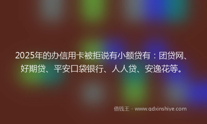 2025年的办信用卡被拒说有小额贷有：团贷网、好期贷、平安口袋银行、人人贷、安逸花等。