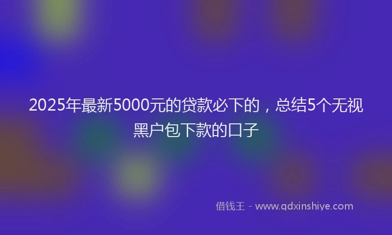 2025年最新5000元的贷款必下的，总结5个无视黑户包下款的口子