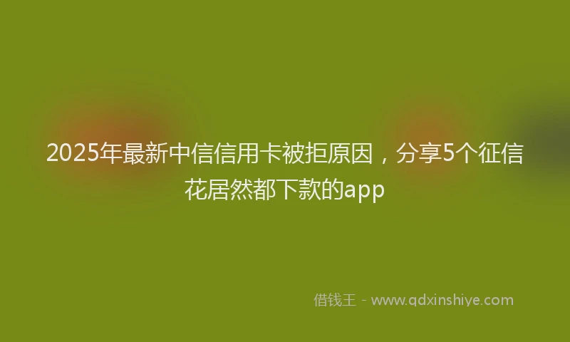 2025年最新中信信用卡被拒原因，分享5个征信花居然都下款的app