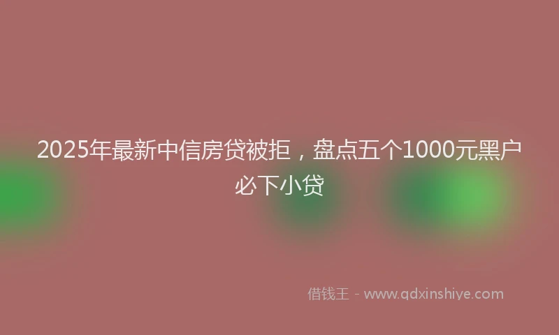 2025年最新中信房贷被拒，盘点五个1000元黑户必下小贷