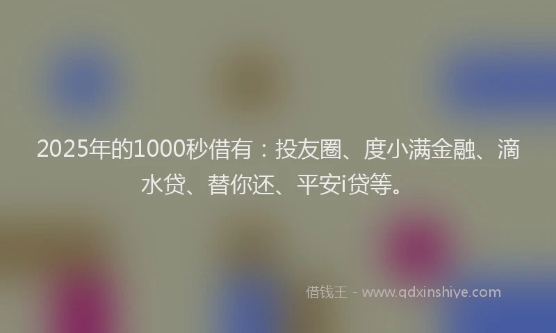 2025年的1000秒借有：投友圈、度小满金融、滴水贷、替你还、平安i贷等。