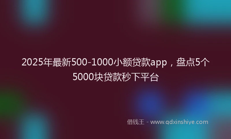 2025年最新500-1000小额贷款app，盘点5个5000块贷款秒下平台