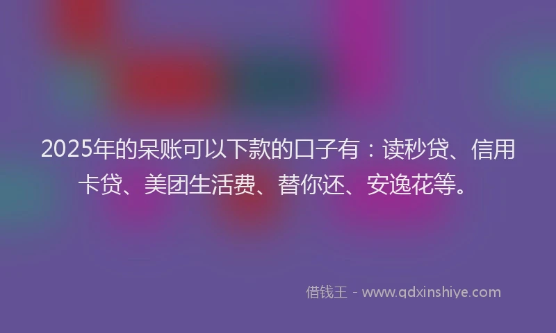2025年的呆账可以下款的口子有：读秒贷、信用卡贷、美团生活费、替你还、安逸花等。