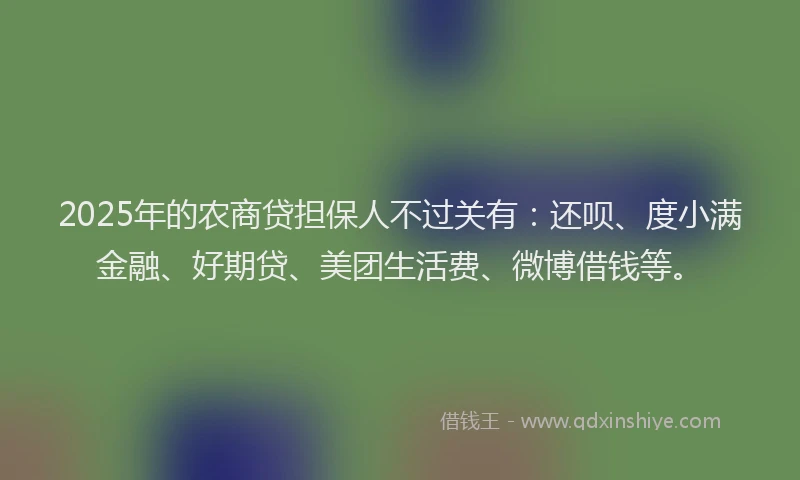 2025年的农商贷担保人不过关有：还呗、度小满金融、好期贷、美团生活费、微博借钱等。