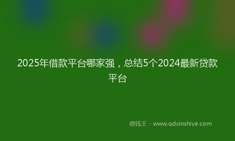 2025年借款平台哪家强，总结5个2024最新贷款平台