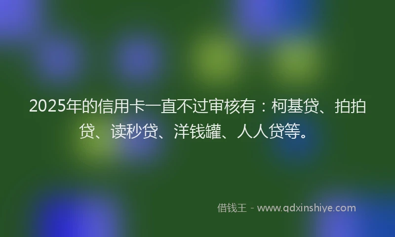 2025年的信用卡一直不过审核有：柯基贷、拍拍贷、读秒贷、洋钱罐、人人贷等。
