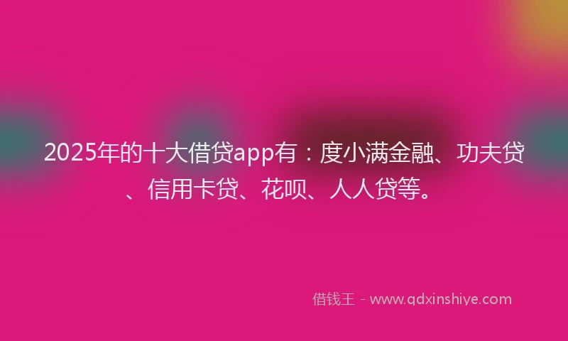 2025年的十大借贷app有：度小满金融、功夫贷、信用卡贷、花呗、人人贷等。