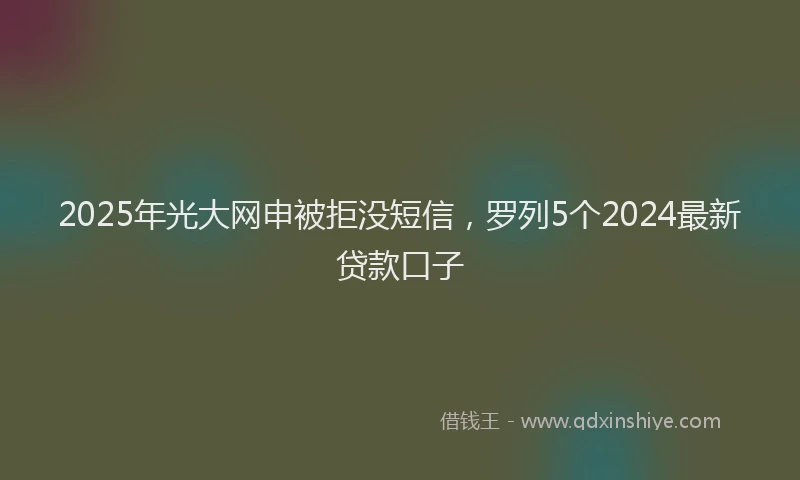 2025年光大网申被拒没短信，罗列5个2024最新贷款口子