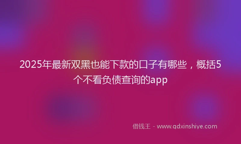 2025年最新双黑也能下款的口子有哪些，概括5个不看负债查询的app