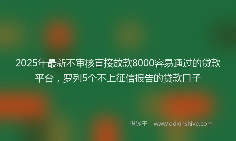 2025年最新不审核直接放款8000容易通过的贷款平台，罗列5个不上征信报告的贷款口子