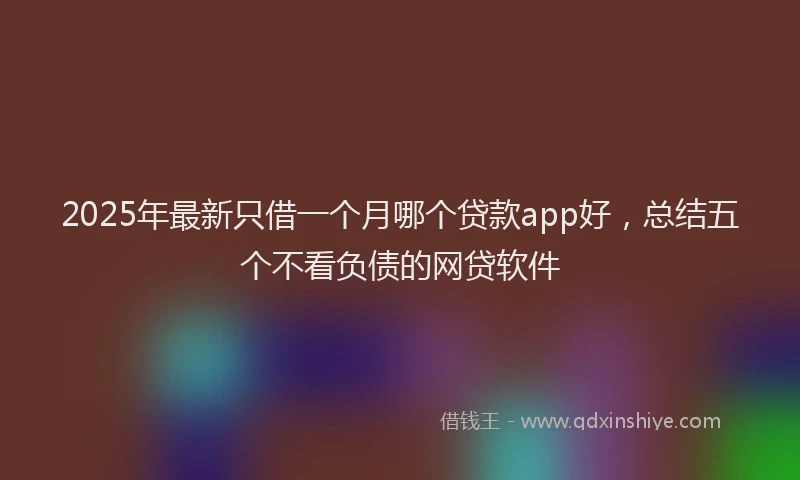 2025年最新只借一个月哪个贷款app好，总结五个不看负债的网贷软件