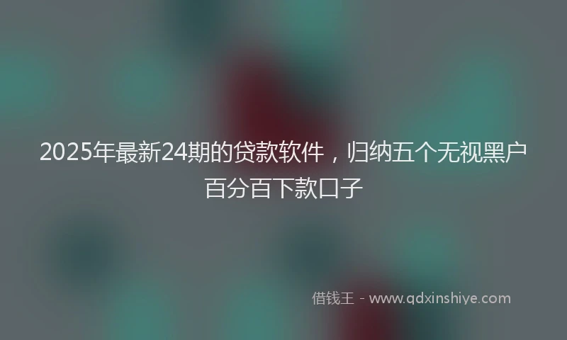 2025年最新24期的贷款软件，归纳五个无视黑户百分百下款口子