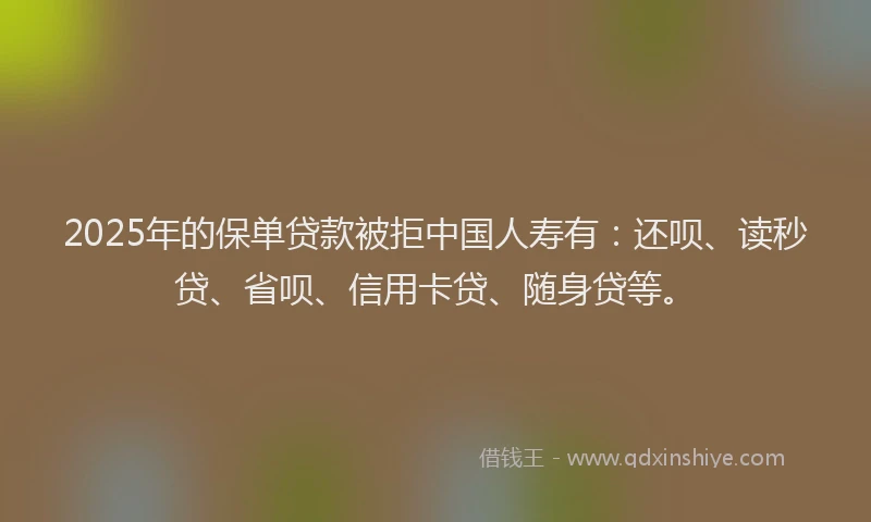 2025年的保单贷款被拒中国人寿有：还呗、读秒贷、省呗、信用卡贷、随身贷等。