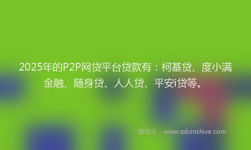 2025年的P2P网贷平台贷款有：柯基贷、度小满金融、随身贷、人人贷、平安i贷等。