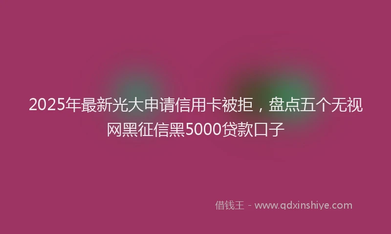 2025年最新光大申请信用卡被拒，盘点五个无视网黑征信黑5000贷款口子