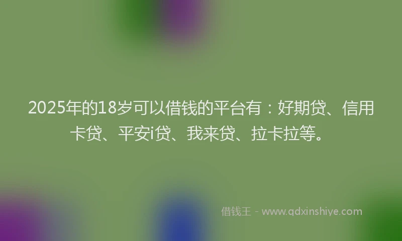 2025年的18岁可以借钱的平台有：好期贷、信用卡贷、平安i贷、我来贷、拉卡拉等。