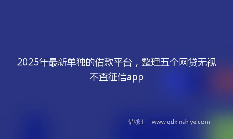 2025年最新单独的借款平台，整理五个网贷无视不查征信app